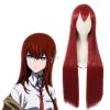 100 cm Long Steins;Gate 0 Kurisu Makise Anime Crimson Straight Cosplay Wigs