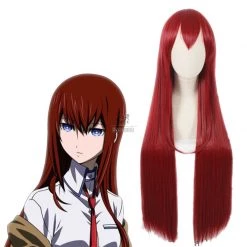 100 cm Long Steins;Gate 0 Kurisu Makise Anime Crimson Straight Cosplay Wigs