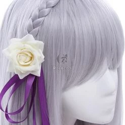 Re:ZERO -Starting Life in Another World Emilia Synthetic Anime Long Grey Cosplay Wigs -Anime Costumes store online 111 3
