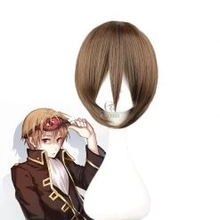 30CM Gintama Okita Sougo Short Dark Brown Cosplay Wigs