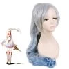 120cm Grey Fade Blue White Trailer Cos Wig With Ponytail