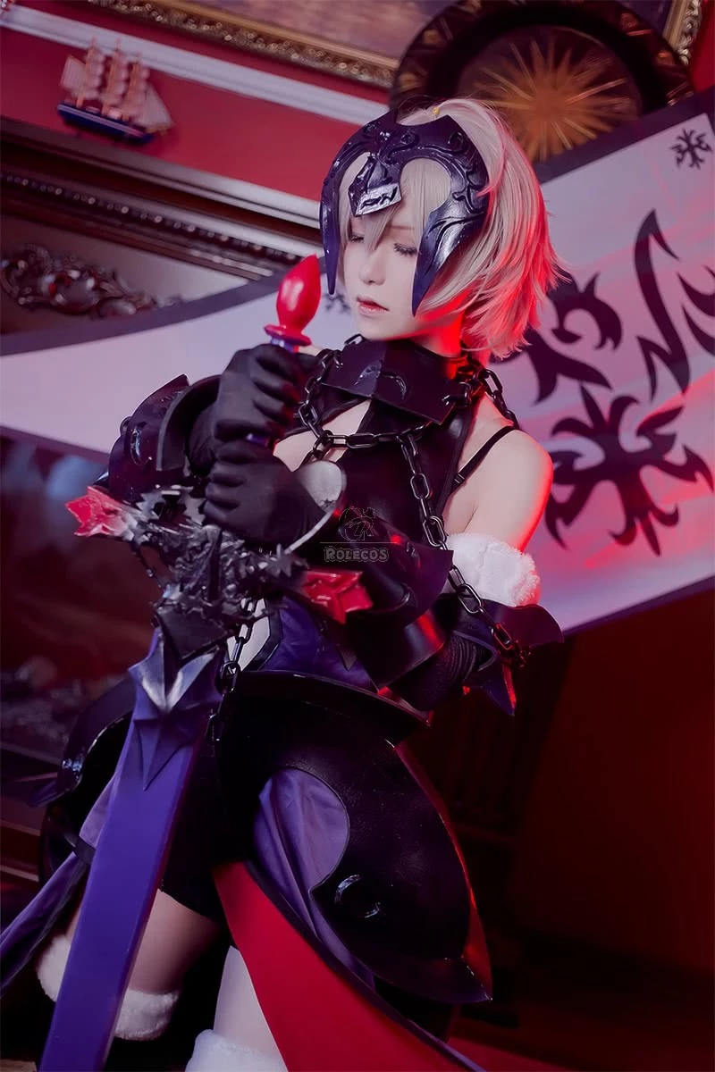 Fate Grand Order Fate Go Black Ruler Jeanne DArc Long Purple Dress Game Cosplay Costumes 2 Fate Grand Order Fate Go Black Ruler Jeanne DArc Long Purple Dress Game Cosplay Costumes - Image 2