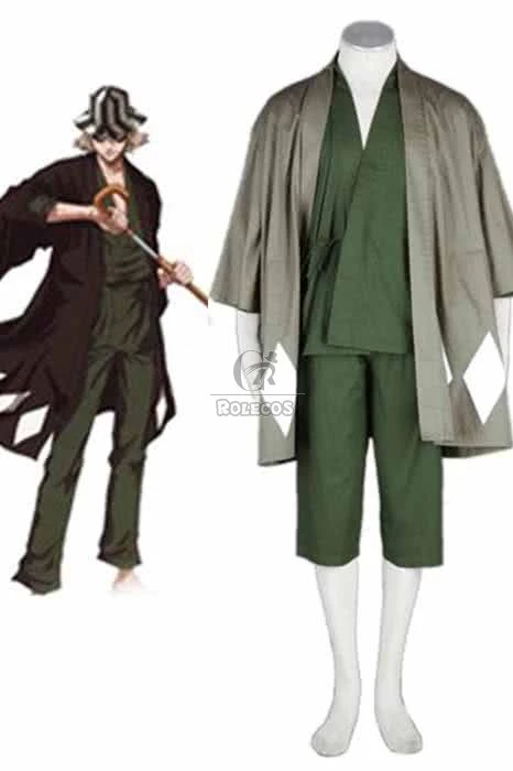 Bleach Mr. Hat-and-Clogs Kisuke Urahara Kimono Uniform Cosplay Costumes 1 Bleach Mr. Hat-and-Clogs Kisuke Urahara Kimono Uniform Cosplay Costumes