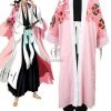 Bleach Gotei Thirteen Shunsui Kyōraku Captain of the 8th Division Soul Reaper Kimono Cosplay Costumes