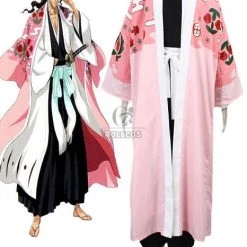 Bleach Gotei Thirteen Shunsui Kyōraku Captain of the 8th Division Soul Reaper Kimono Cosplay Costumes
