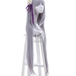 Re:ZERO -Starting Life in Another World Emilia Synthetic Anime Long Grey Cosplay Wigs -Anime Costumes store online 201 1