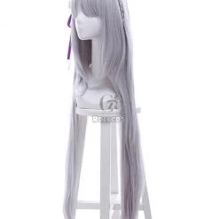Re:ZERO -Starting Life in Another World Emilia Synthetic Anime Long Grey Cosplay Wigs -Anime Costumes store online 204 1