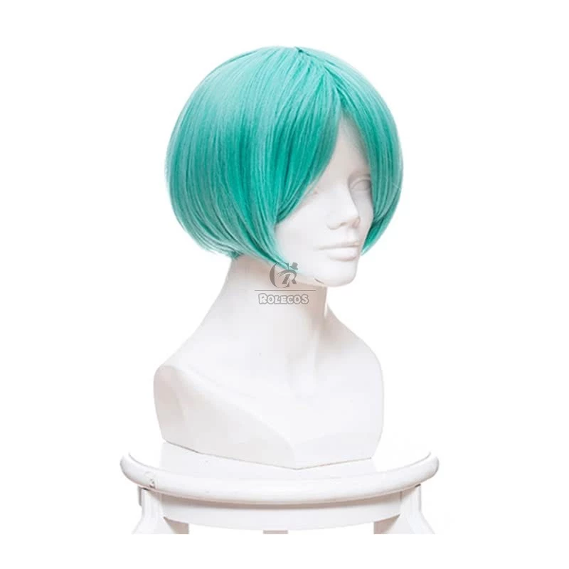 Houseki no Kuni Phosphophyllite Land of the Lustrous Short Green Cosplay Wigs 2 Houseki no Kuni Phosphophyllite Land of the Lustrous Short Green Cosplay Wigs - Image 2