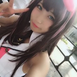 65cm Long Kizuna AI Cosplay Wigs Black and Pink Woman Wigs -Anime Costumes store online 2321