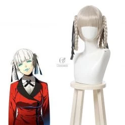 28cm Kakegurui Momobami Kirari Synthetic Silver Cosplay Wigs