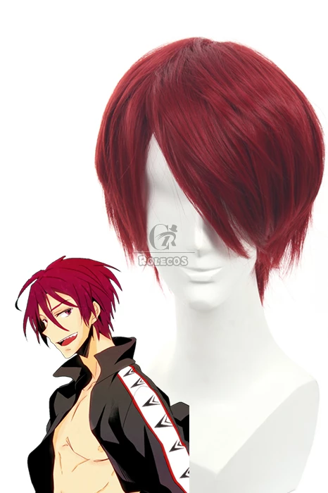 Free!Eternal Summer Rin Matsuoka Claret-red Short Straight Cosplay Wigs 1 Free!Eternal Summer Rin Matsuoka Claret-red Short Straight Cosplay Wigs