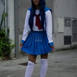 Poputepipikku Pop Team Epic Popuko and Pipimi Blue Uniform Skirt Anime Cosplay Costumes -Anime Costumes store online 342 1 1