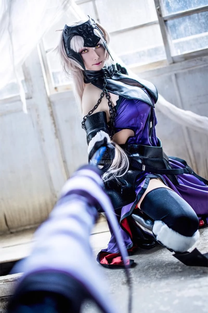Fate Grand Order Fate Go Black Ruler Jeanne DArc Long Purple Dress Game Cosplay Costumes 3 Fate Grand Order Fate Go Black Ruler Jeanne DArc Long Purple Dress Game Cosplay Costumes - Image 3