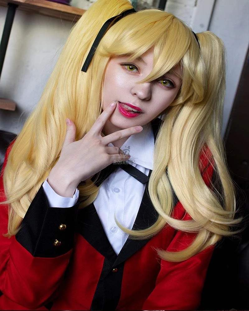 45cm Kakegurui Saotome Meari Synthetic Yellow Cosplay Wigs 3 45cm Kakegurui Saotome Meari Synthetic Yellow Cosplay Wigs - Image 3
