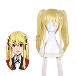 45cm Kakegurui Saotome Meari Synthetic Yellow Cosplay Wigs