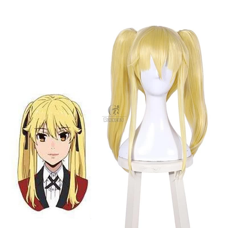 45cm Kakegurui Saotome Meari Synthetic Yellow Cosplay Wigs 1 45cm Kakegurui Saotome Meari Synthetic Yellow Cosplay Wigs
