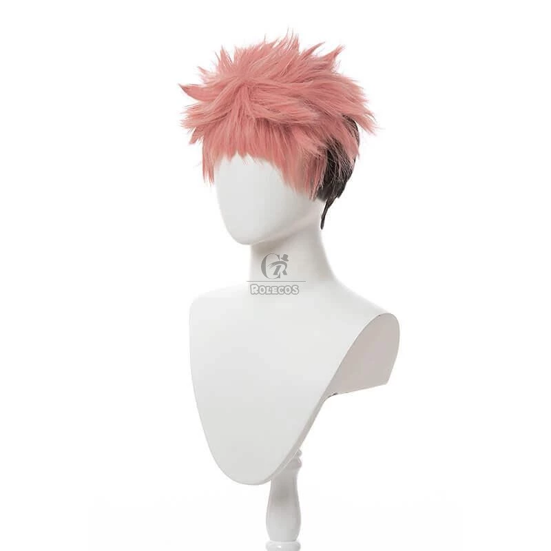 Anime Jujutsu Kaisen Yuji Itadori Pink mixed Black Men Cosplay Wigs - Image 3