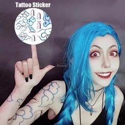 Anime LOL Arcane Jinx Tattoo Sticker Headwear Cosplay Prop