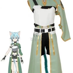 Sword Art Online Asada Shino Female Green Cosplay Costume
