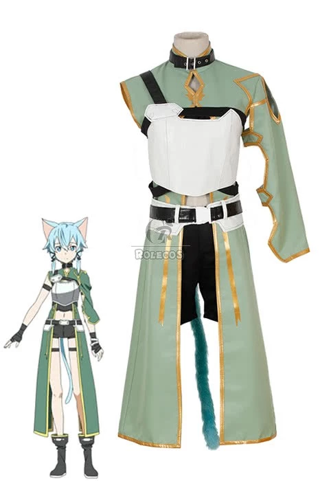 Sword Art Online Asada Shino Female Green Cosplay Costume 1 Sword Art Online Asada Shino Female Green Cosplay Costume