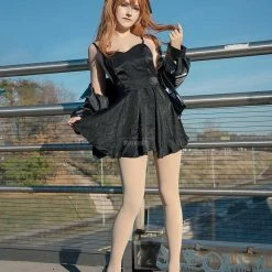 ASS Studio Asuka Black Dress Cosplay Costume -Anime Costumes store online ass studio eva asuka cosplay costume05