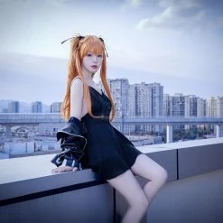 ASS Studio Asuka Black Dress Cosplay Costume -Anime Costumes store online ass studio eva asuka cosplay costume 4