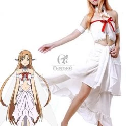 Sword Art Online Kirito ALfheim Online Asuna Yuuki Cosplay Costumes White Suits
