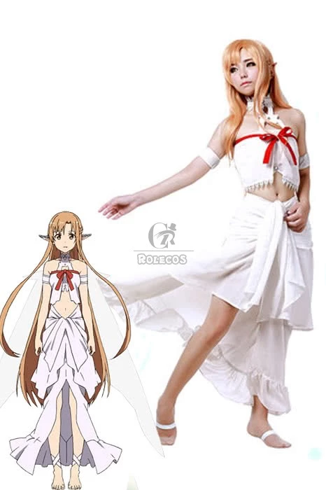 Sword Art Online Kirito ALfheim Online Asuna Yuuki Cosplay Costumes White Suits 1 Sword Art Online Kirito ALfheim Online Asuna Yuuki Cosplay Costumes White Suits