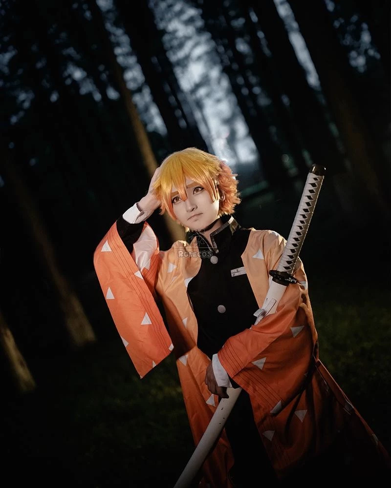 Demon Slayer / Kimetsu no Yaiba Zenitsu Agatsuma kimono Cosplay Costume - Image 4