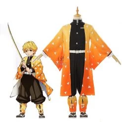 Demon Slayer / Kimetsu no Yaiba Zenitsu Agatsuma kimono Cosplay Costume