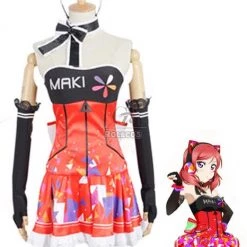 Love Live! Video Game Awaken Maki Nishikino Cosplay Costumes Orange Dresses