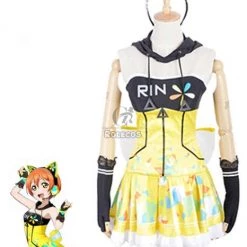 Love Live! Video Game Awaken Rin Hoshizora Cosplay Costumes Yellow Dresses