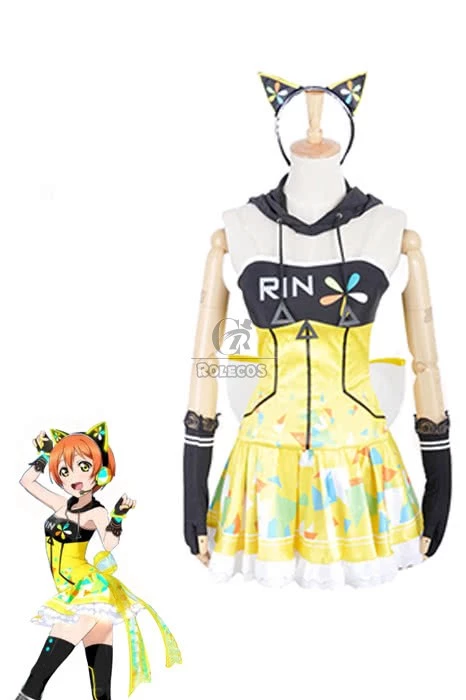 Love Live! Video Game Awaken Rin Hoshizora Cosplay Costumes Yellow Dresses 1 Love Live! Video Game Awaken Rin Hoshizora Cosplay Costumes Yellow Dresses