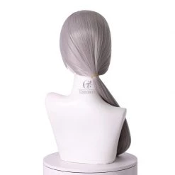 Chainsaw Man Quanxi Long Grey Cosplay Wigs -Anime Costumes store online chainsaw man quanxi long grey ponytail cosplay wigs6