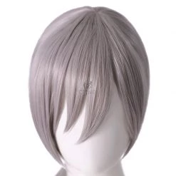 Chainsaw Man Quanxi Long Grey Cosplay Wigs -Anime Costumes store online chainsaw man quanxi long grey ponytail cosplay wigs7