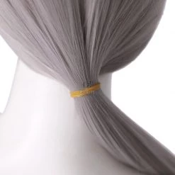Chainsaw Man Quanxi Long Grey Cosplay Wigs -Anime Costumes store online chainsaw man quanxi long grey ponytail cosplay wigs9