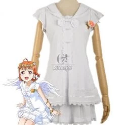 Love Live Sunshine Angel Aqours Unawaken Chika Takami White Dress Anime Cosplay Costumes