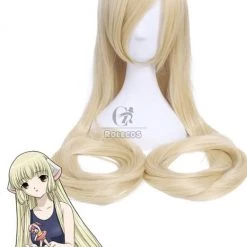 Chobits Chii Supper Long Straight Beige Blonde Anime Cosplay Wigs