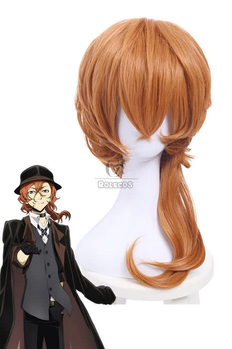 Bungou Stray Dogs Chuya Nakahara Short Orange Medium Wavy Cosplay Wigs 1 Bungou Stray Dogs Chuya Nakahara Short Orange Medium Wavy Cosplay Wigs