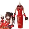 Date A Live Kurumi Tokisaki New Year Red Cheongsam Cosplay Costume