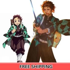 Demon Slayer / Kimetsu no Yaiba Tanjirou Kamado kimono Cosplay Costume -Anime Costumes store online demon slayer kimetsu no yaiba tanjirou kamado kimono cosplay costume
