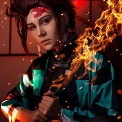Demon Slayer / Kimetsu no Yaiba Tanjirou Kamado kimono Cosplay Costume -Anime Costumes store online demon slayer tanjirou kamado kimono cosplay costume