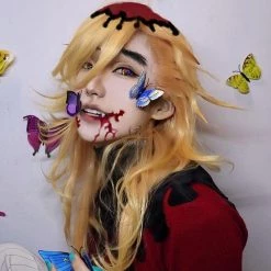 Demon slayer Douma Blonde Long Cosplay Wigs -Anime Costumes store online demon slayer douma blonde long cosplay wigs 7