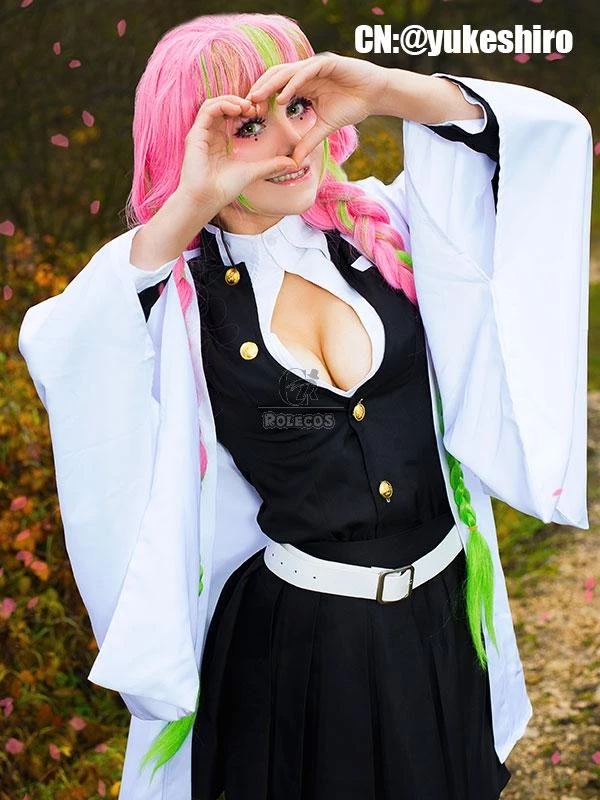 Demon Slayer Kanroji Mitsuri Female Uniform Cosplay Costume - Image 3