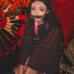 Demon Slayer / Kimetsu no Yaiba Nezuko Kamado kimono Cosplay Costume -Anime Costumes store online demon slayer kimetsu no yaiba nezuko kamado kimono cosplay costume 2 1
