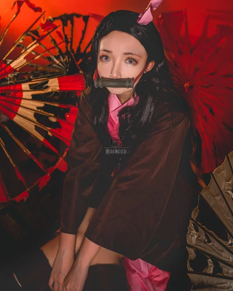 Demon Slayer / Kimetsu no Yaiba Nezuko Kamado kimono Cosplay Costume - Image 4