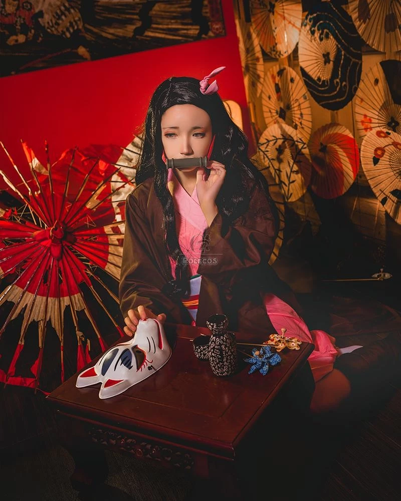 Demon Slayer / Kimetsu no Yaiba Nezuko Kamado kimono Cosplay Costume - Image 2