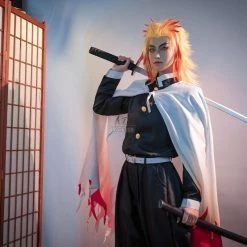 Demon Slayer Rengoku Kyoujurou Male Uniform Cosplay Costume -Anime Costumes store online demon slayer rengoku kyoujurou male uniform cosplay costume0 2
