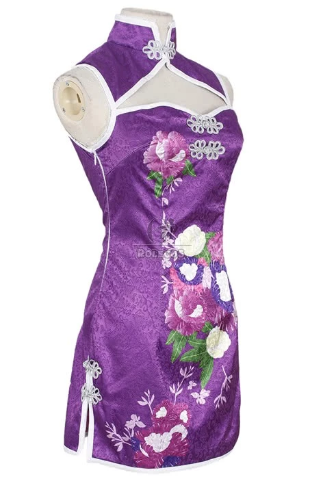 Love Live! Tojo Nozomi Purple Qipao Cosplay Costume 4 Love Live! Tojo Nozomi Purple Qipao Cosplay Costume - Image 4