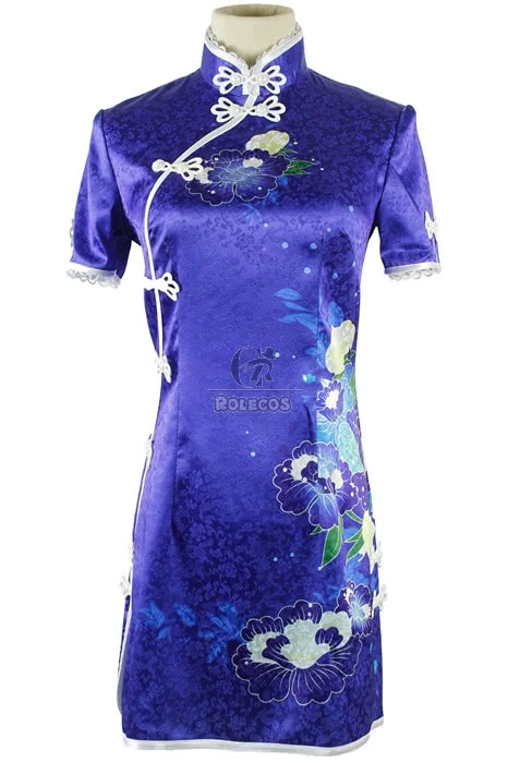 Love Live! Umi Sonoda Blue Printing Qipao Cosplay Costume 2 Love Live! Umi Sonoda Blue Printing Qipao Cosplay Costume - Image 2